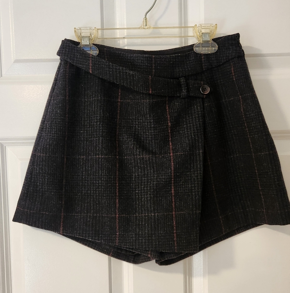 S-Deer Concept Wool Blend Plaid Skort
